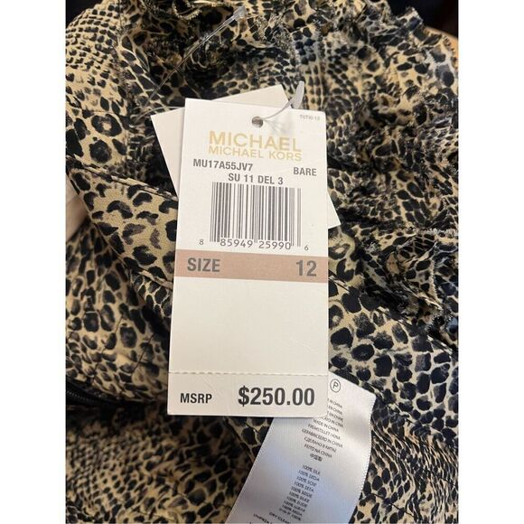MICHAEL KORS Animal Print Silk Ruffled Zipper Skirt Size 12 Nwt Retail $250 (359 - Picture 6 of 6